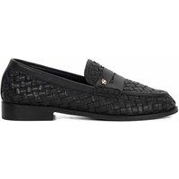 Leather Woven Flat Loafers