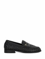 Leather Woven Flat Loafers