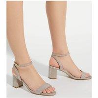 Leather Ankle Strap Block Heel Sandals