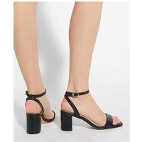 Leather Ankle Strap Block Heel Sandals