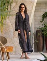 Floral Maxi Kimono Beach Dress