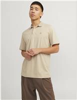 JACK & JONES Cotton Blend Polo Shirt Beige