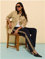 BAUKJEN Ponte Side Stripe Wide Leg Trousers Navy Mix