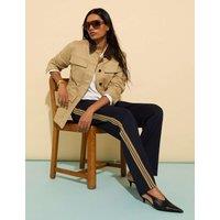 BAUKJEN Ponte Side Stripe Wide Leg Trousers Navy Mix