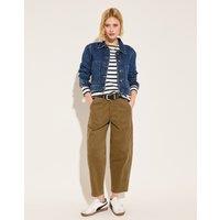 Cotton Rich Barrel Leg Cropped Trousers