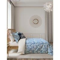 V&A Pure Cotton Ornamental Bloom Bedding Set Indigo