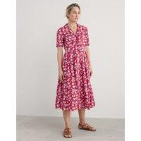 Pure Cotton Floral Collared Midi Shirt Dress