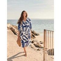 Pure Cotton Geometric Midi Waisted Dress