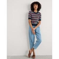 Pure Cotton Striped Crew Neck Knitted Top