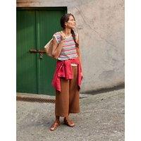 Cotton Rich Striped Knitted Vest with Linen