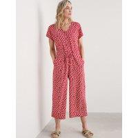 Cotton Modal Blend Floral Cropped Jumpsuit