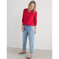 Seasalt Cornwall Pure Cotton Diamond Stitch Crew Neck Jumper Red