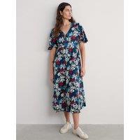 Pure Cotton Floral Half Sleeve Midaxi Dress