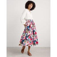 Pure Cotton Printed Midi A-Line Skirt