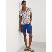 Pure Cotton Geometric V-Neck Relaxed Top