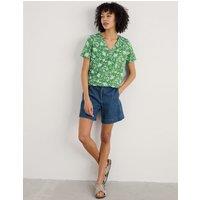 Cotton Modal Blend Floral V-Neck Top
