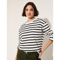 Pure Cotton Striped Crew Neck Relaxed Top