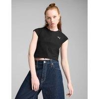 Puma Wardrobe Ess Cotton Rich Rib Crop T-Shirt Black
