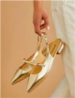 Leather Ankle Strap Flat Slingback Sandals