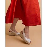 Jones Bootmaker Leather Ankle Strap Wedge Sandals Ivory