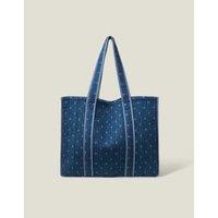 Denim Polka Dot Quilted Shopper