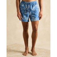 Tropical Scene Print Drawstring Swim Shorts