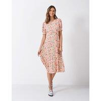 Jersey Floral Midi Tea Dress