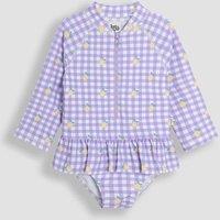 JoJo Maman Bb Lemon Gingham Long Sleeve Swimsuit (6 Mths - 6 Yrs) Purple Mix
