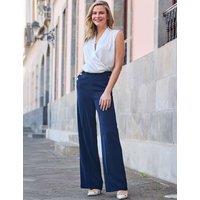 Button Detail Wide Leg Trousers