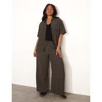 Geometric Elasticated Waist Wide Leg Trousers