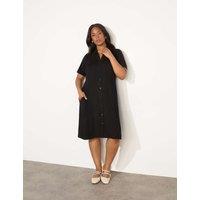 Jersey Button Through Midi Shirt Dress
