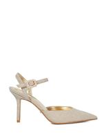 Dune London Wide Fit Stiletto Heel Pointed Court Shoes Gold