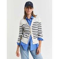 Pure Cotton Striped V-Neck Cardigan