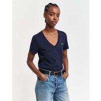 GANT Pure Cotton Regular Fit Neck T-Shirt Navy