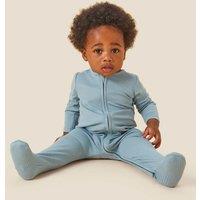 MORI Two-Way Zip Ribbed Sleepsuit with Cotton (0-24 Mths) Blue