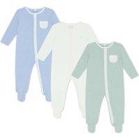 3pk Cotton Blend Striped Zip Sleepsuits (0-24 Mths)