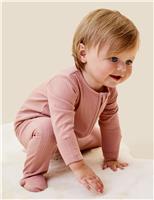 Two-Way Zip Ribbed Sleepsuit with Cotton (0-24 Mths)
