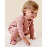 MORI Two-Way Zip Ribbed Sleepsuit with Cotton (0-24 Mths) Pink