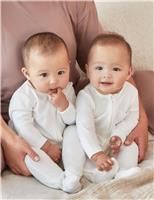 MORI 3 Pack Cotton Blend Sleepsuits (0-24 Mths) White