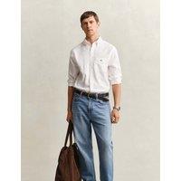GANT Regular Fit Linen Rich Oxford Shirt White
