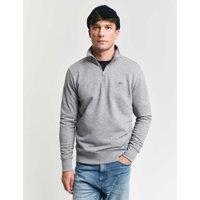 GANT Cotton Rich Funnel Neck Half Zip Sweatshirt Grey