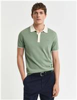 Cotton Modal Tipped Collar Polo Shirt