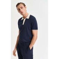 Cotton Modal Tipped Collar Polo Shirt