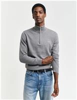 Pure Cotton Funnel Neck Half Zip Jumper