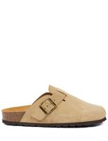 Jones Bootmaker Leather Buckle Mules Beige