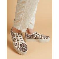 Lace Up Animal Print Platform Trainers