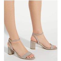 Wide Fit Sparkle Block Heel Sandals