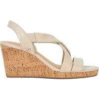Dune London Wide Fit Leather Strappy Wedge Sandals Ecru