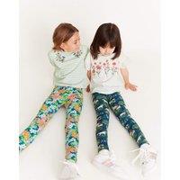 2pk Cotton Rich Unicorn Floral Leggings (3-13 Yrs)