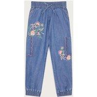Pure Cotton Embroidered Cargo Trousers (5-13 Yrs)